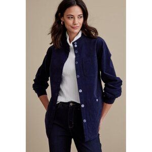 Soft Surroundings Cora Corduroy Shirt Jacket Button Blue Small Chic‎ Pockets $89